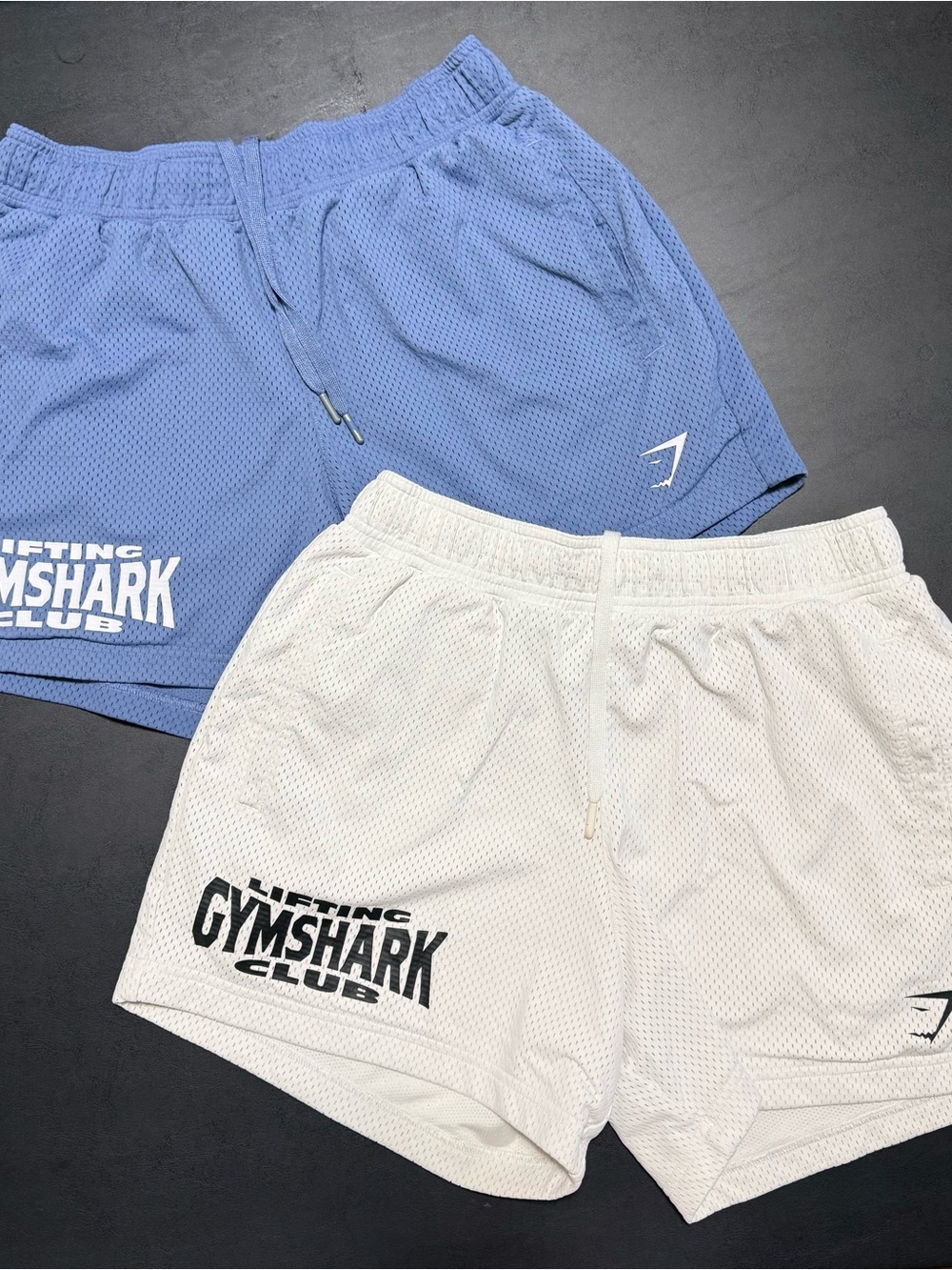 Lot of 2 Gymshark Men's Mesh Training Shorts - White & Light Blue 5”